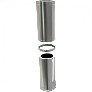 Twin Wall Adjustable Pipe 500-880mm dia 150mm - Silver 